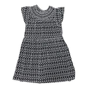 Loft, Black & White Mini Flowy Dress, Ruffled Sleeves, Small, Used